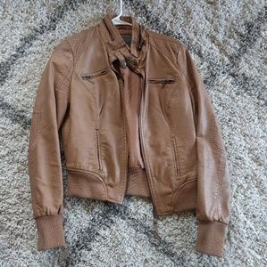 Tan, faux leather jacket